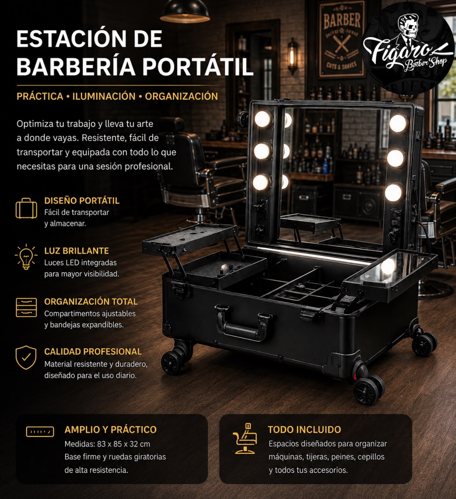 Estación de barbería portátil (Maletin)