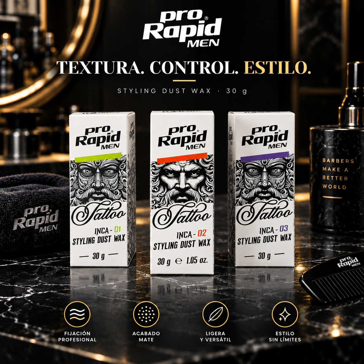 Polvo de textura Pro Rapid Men Tattoo 30 g