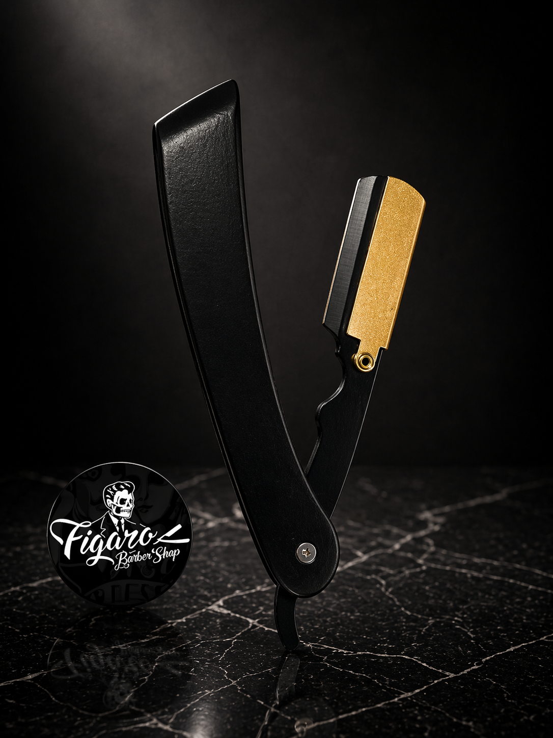 Navaja negro con dorado